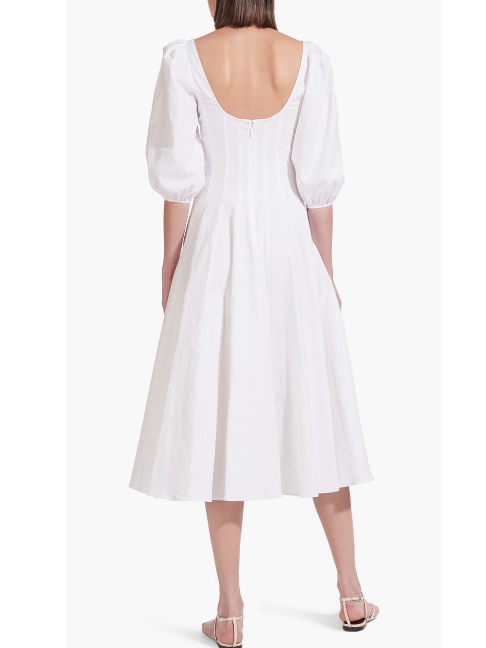 STAUD Swells Cotton Linen Midi Dress, NEW - Picture 2 of 16